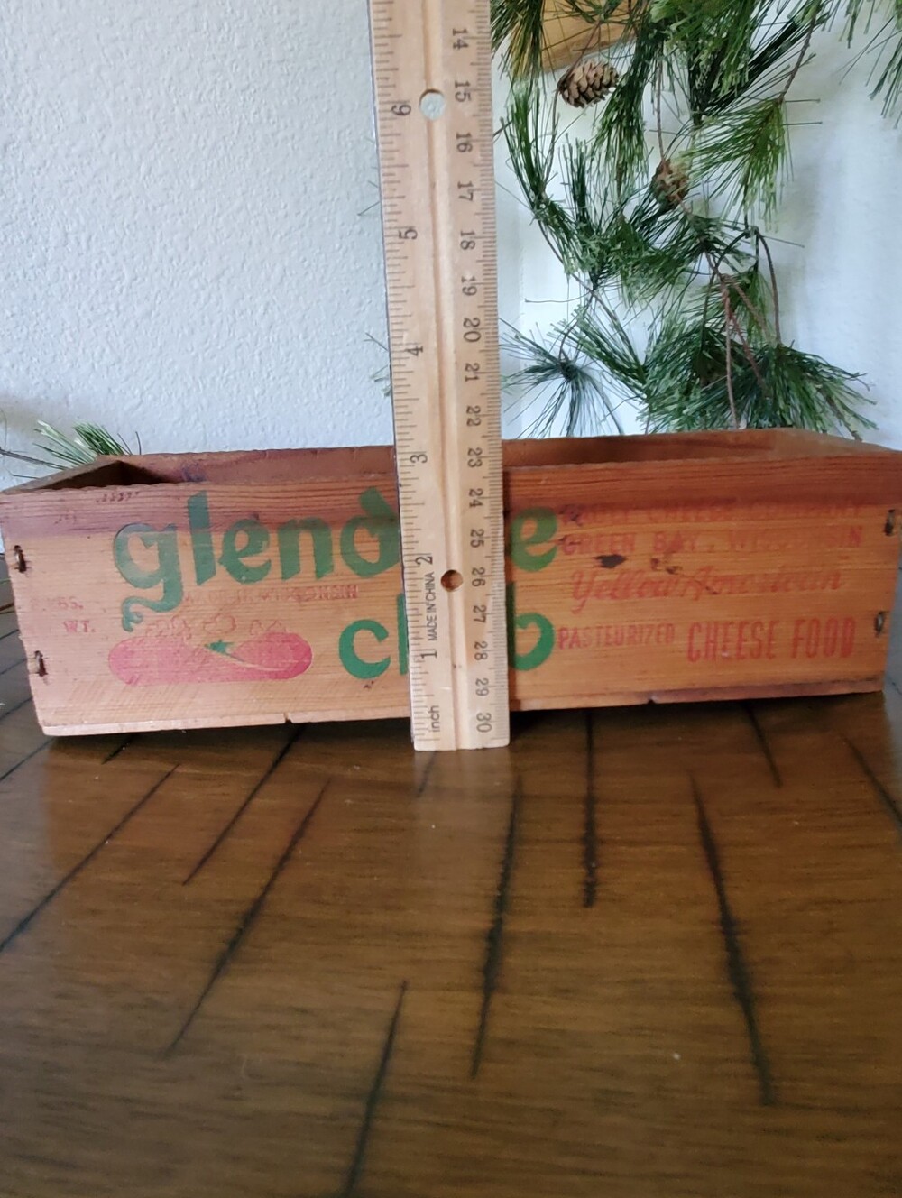 Vintage Glendale Club Wooden Cheese Box Rustic Farmhouse Decor Pauly Wisconsin - Picture 3 of 10